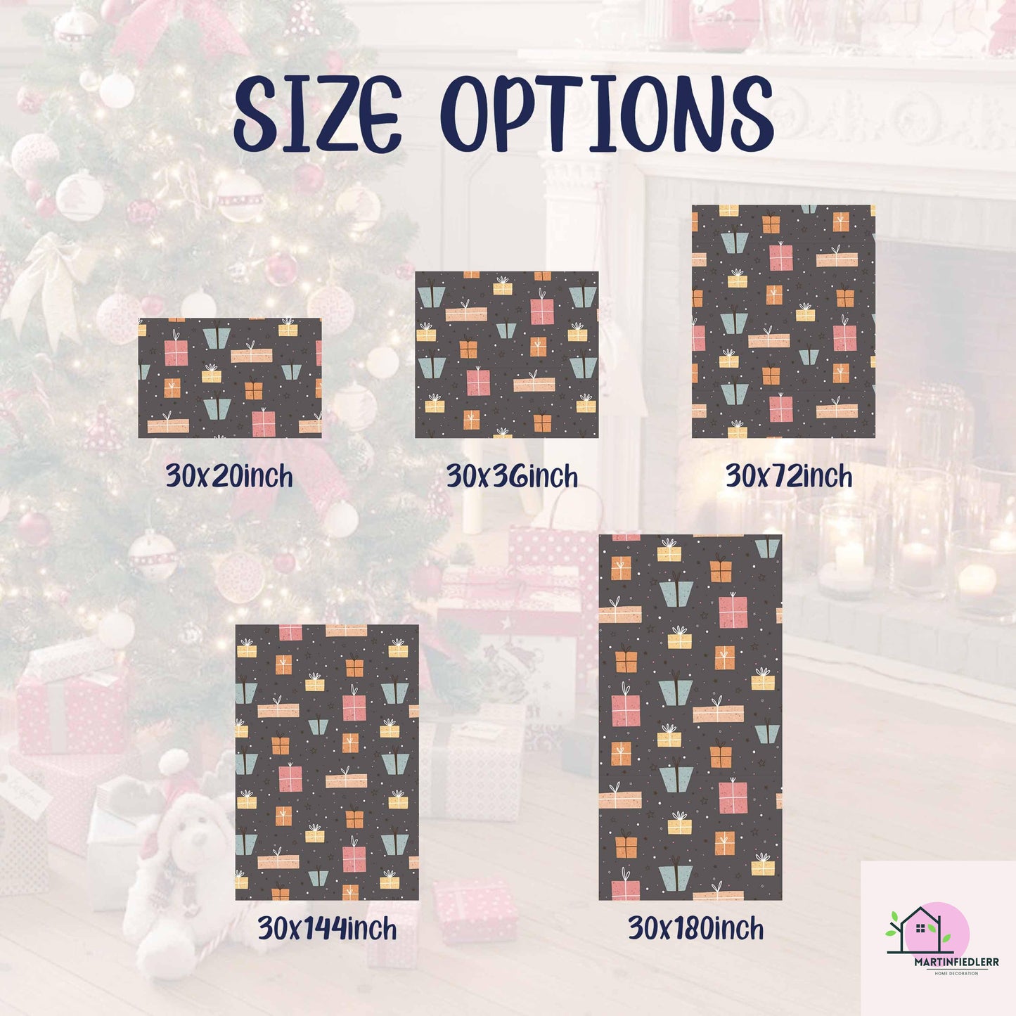 Christmas Gift Wrapping Paper: Pastel Boxes on Charcoal, Festive Holiday Style