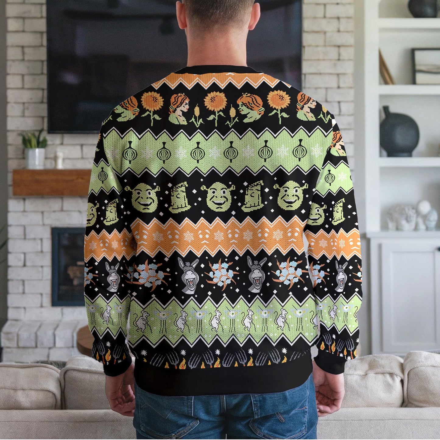 Shrek The Halls Ugly Christmas Sweater, Funny Shrek Donkey Holiday Jumper, Shrek Christmas Party Outfit, Ugly Sweater Contest Gift