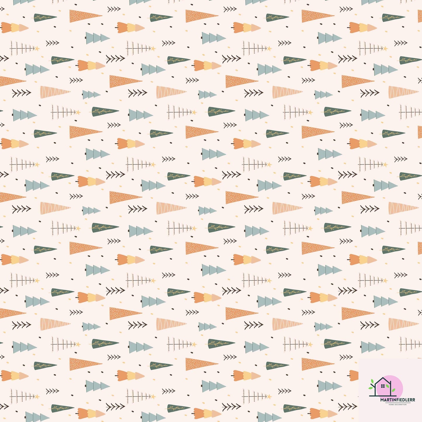 Scandinavian Christmas Tree Wrapping Paper, Minimal Holiday Gift Wrap Sheets, Modern Rustic Winter Packaging, Festive Colorful Style