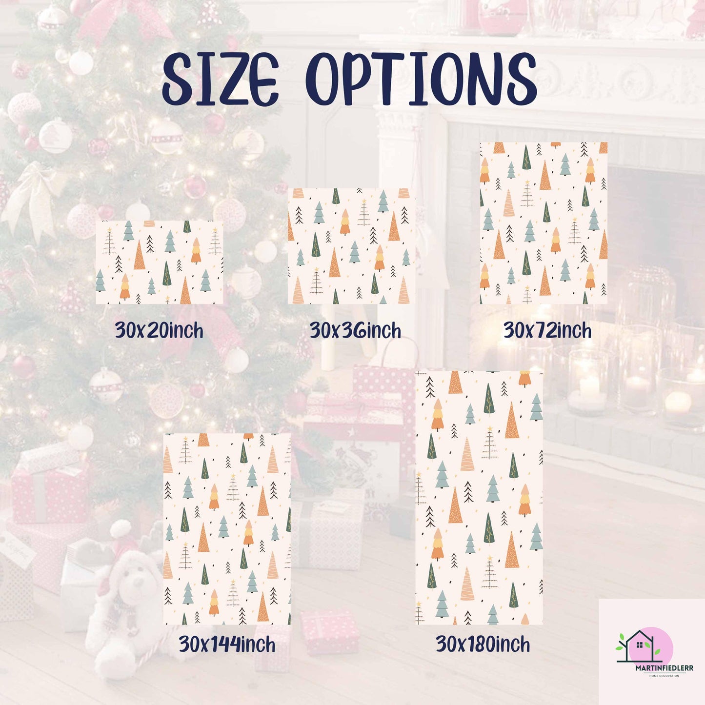 Scandinavian Christmas Tree Wrapping Paper, Minimal Holiday Gift Wrap Sheets, Modern Rustic Winter Packaging, Festive Colorful Style