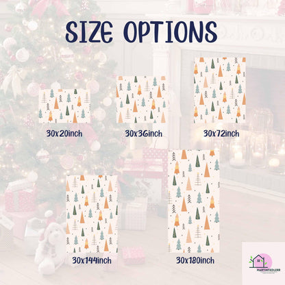 Scandinavian Christmas Tree Wrapping Paper, Minimal Holiday Gift Wrap Sheets, Modern Rustic Winter Packaging, Festive Colorful Style