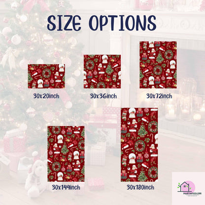 Santa Claus Christmas Wrapping Paper, Red Holiday Gift Wrap Sheets with Wreath Tree and Stockings, Festive Xmas Party Gift Packaging