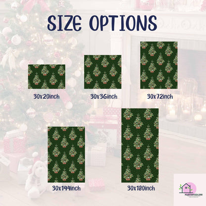 Green Christmas Wrapping Paper: Vintage Tree in Basket Design