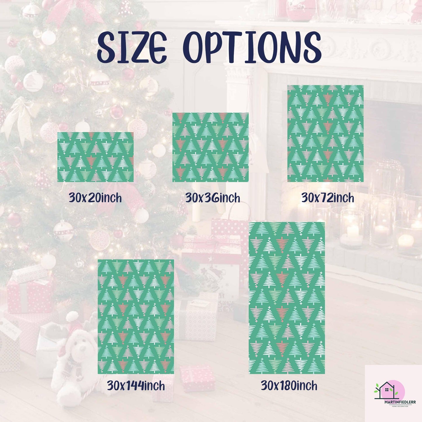 Geometric Christmas Wrapping Paper, Green Tree Holiday Gift Wrap Sheets, Modern Festive Xmas Packaging for Winter Party, Colorful Gift Wrap