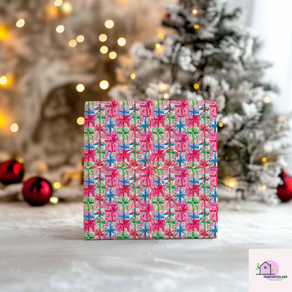 Colorful Gift Box Wrapping Paper: Festive Holiday Pink Ribbon