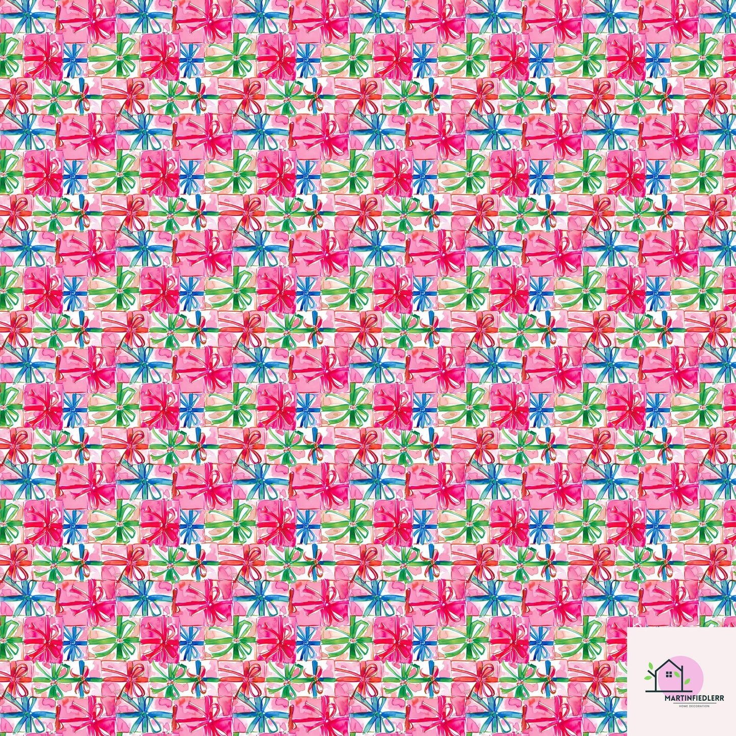Colorful Gift Box Wrapping Paper: Festive Holiday Pink Ribbon