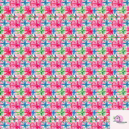 Colorful Gift Box Wrapping Paper: Festive Holiday Pink Ribbon