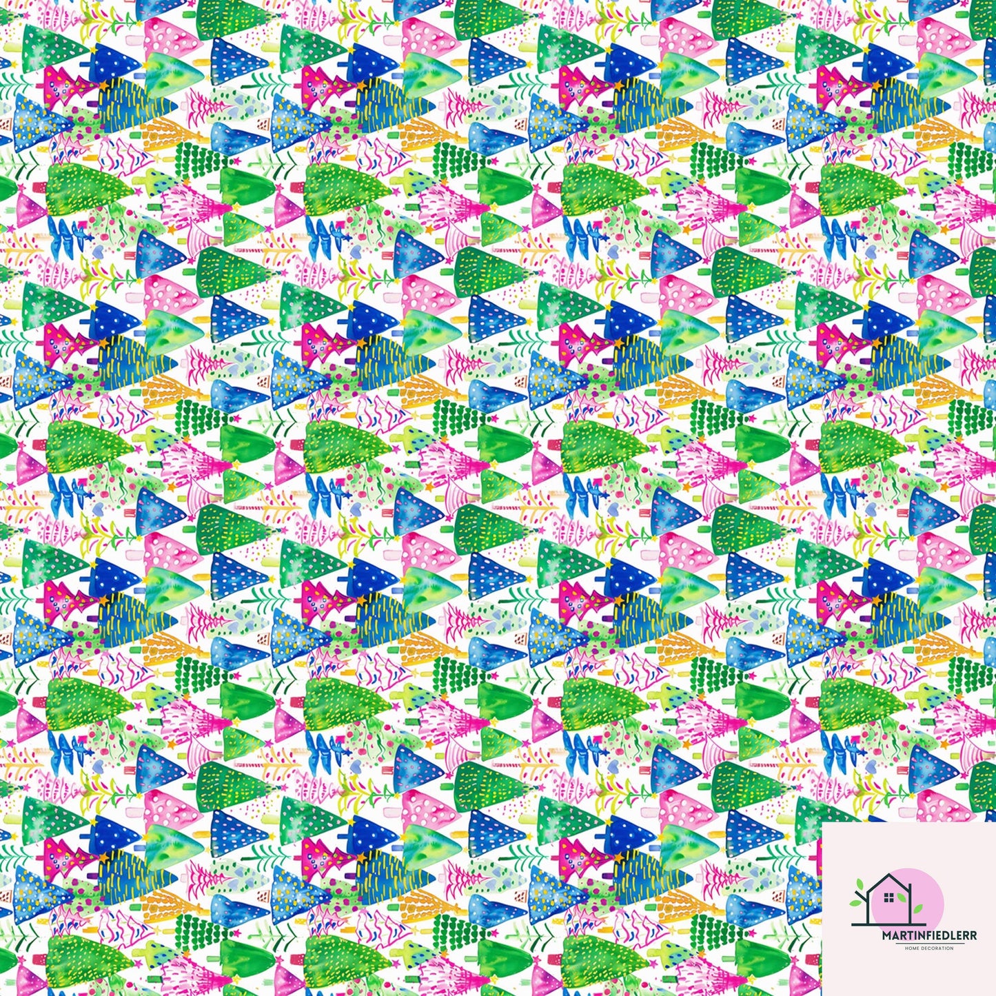 Colorful Christmas Tree Wrapping Paper, Bright Holiday Gift Wrap Sheets, Festive Xmas Tree Packaging, Multicolor Party Celebration Gift Wrap