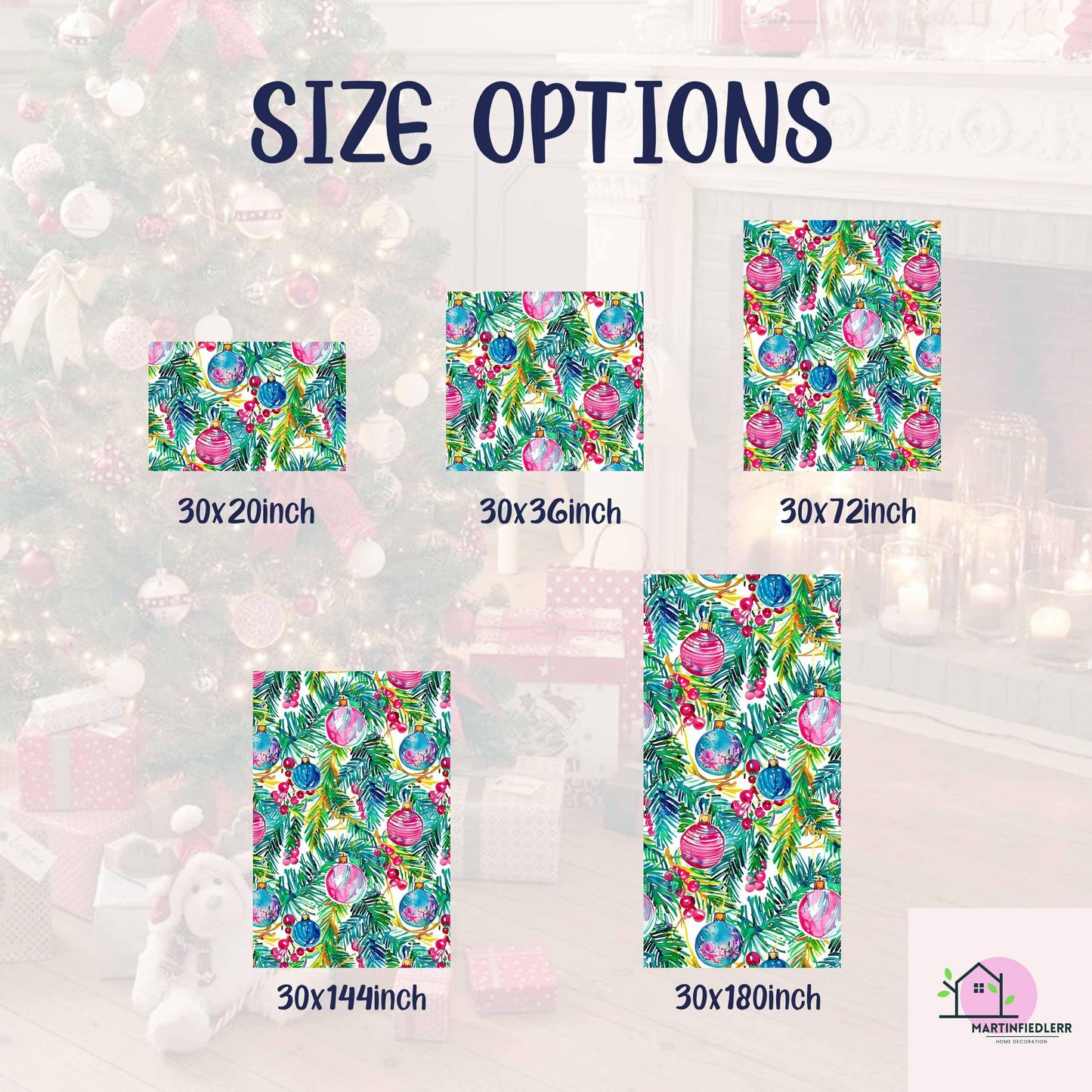 Bauble Christmas Wrapping Paper: Pink & Blue Ornament Festive Gift Wrap