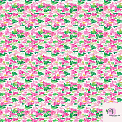 Pink Green Tree Christmas Wrapping Paper, Watercolor Holiday Gift Wrap Sheets, Festive Xmas Forest Packaging, Cute Winter Party Gift Wrap