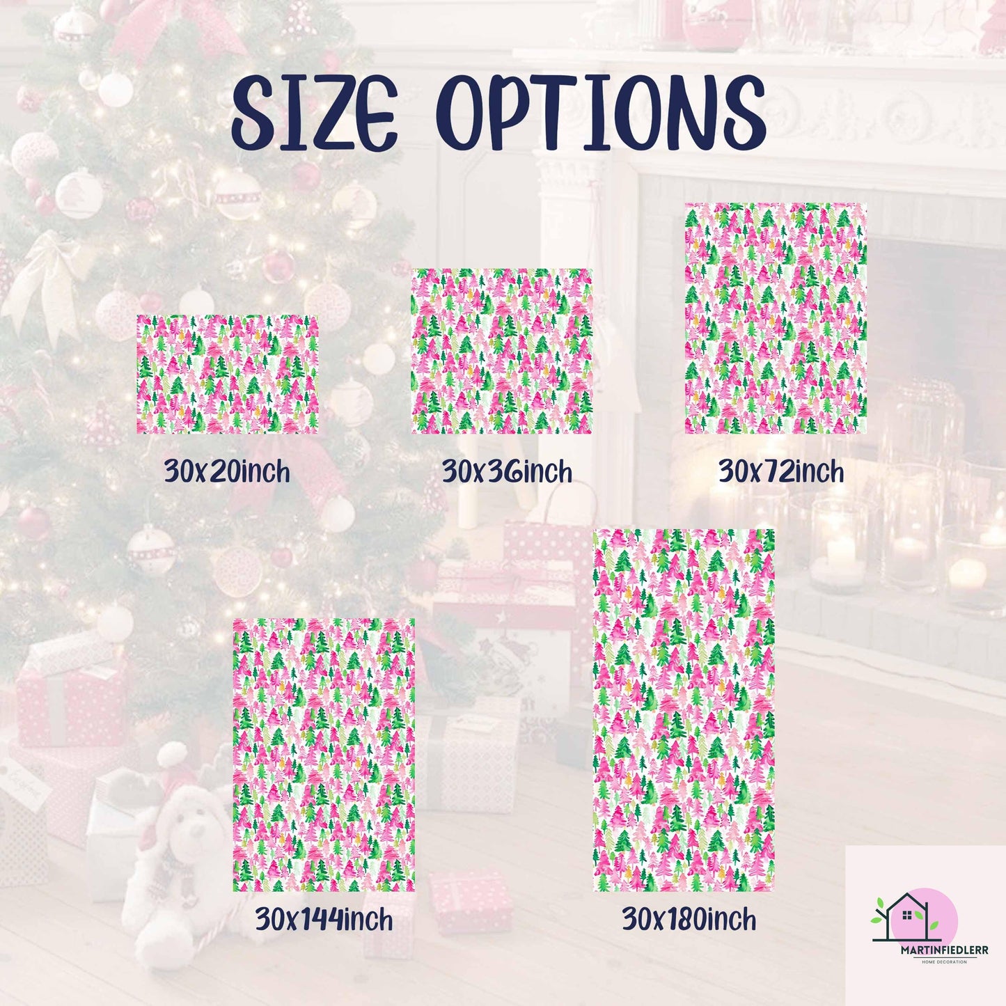 Pink Green Tree Christmas Wrapping Paper, Watercolor Holiday Gift Wrap Sheets, Festive Xmas Forest Packaging, Cute Winter Party Gift Wrap