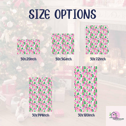 Pink Green Tree Christmas Wrapping Paper, Watercolor Holiday Gift Wrap Sheets, Festive Xmas Forest Packaging, Cute Winter Party Gift Wrap