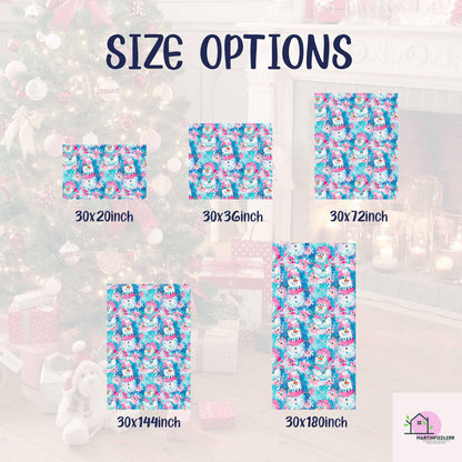 Snowman Christmas Wrapping Paper, Cute Pink Blue Holiday Gift Wrap Sheets, Festive Winter Wonderland Xmas Packaging, Seasonal Gift Wrap
