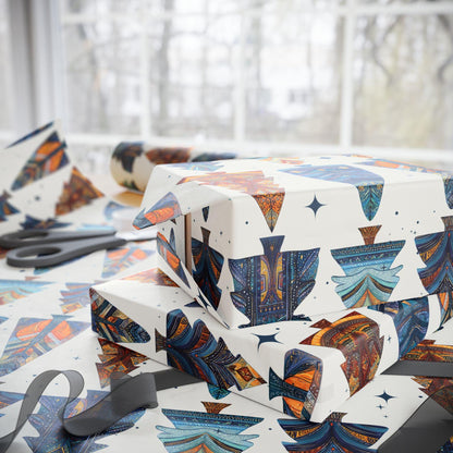 Tribal Tree Wrapping Paper: Boho Holiday Gift Wrap, Modern Christmas Wrapping, Festive Present Wrapping, Unique Christmas Gift Giving