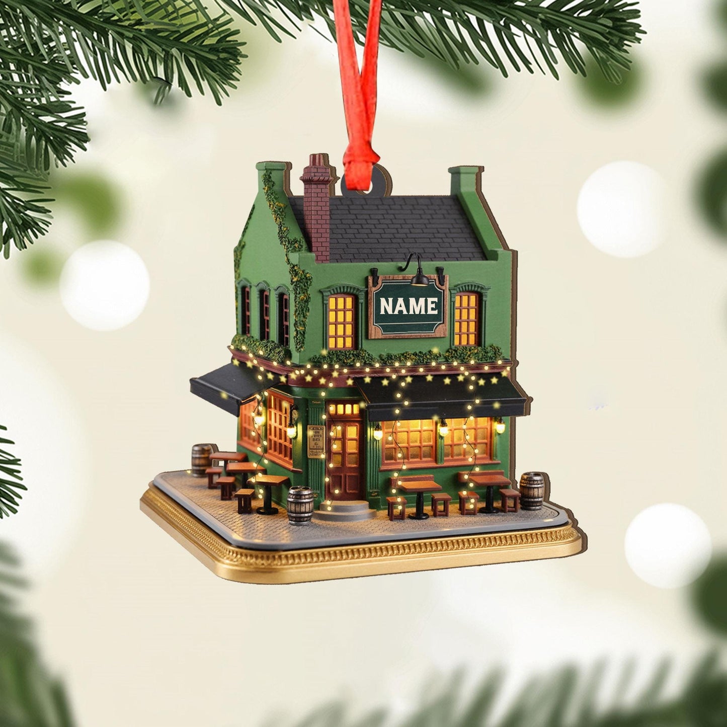 Personalized Irish Pub 2D Flat Ornament, Irish Ornament 2025, Ireland Gifts Shamrock, Irish Christmas Keepsake, Pub Decor Gift For Pub Lover