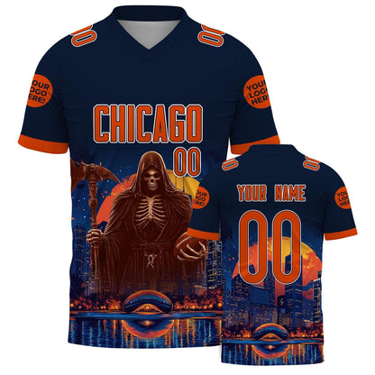 Custom Houston Red Football Jersey Kid Adult, Custom Red Black Halloween Football Jersey Name Number Logo State College Jersey Skull Gift