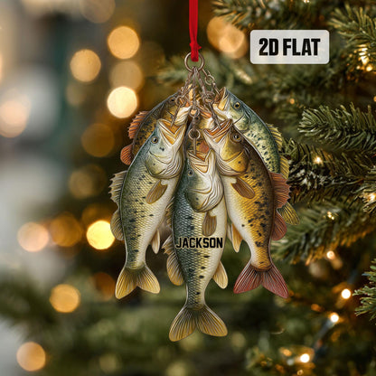 Personalized Fishing 2D Flat Ornament, Custom Fishing Christmas Tree Ornament, Bass Fish Ornament, Xmas Gift for Fisherman, Dad, Husband