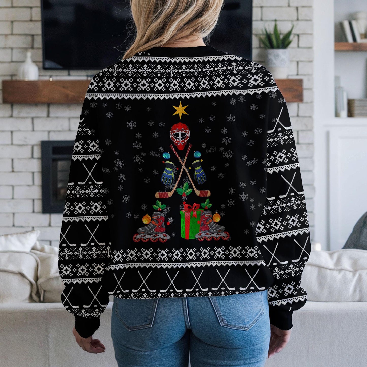 All I Want for Christmas Is Your Two Front Teeth Ugly Christmas Sweater, Funny Hockey Santa Dabbing Sweatshirt, Holiday Party Gift Jumper