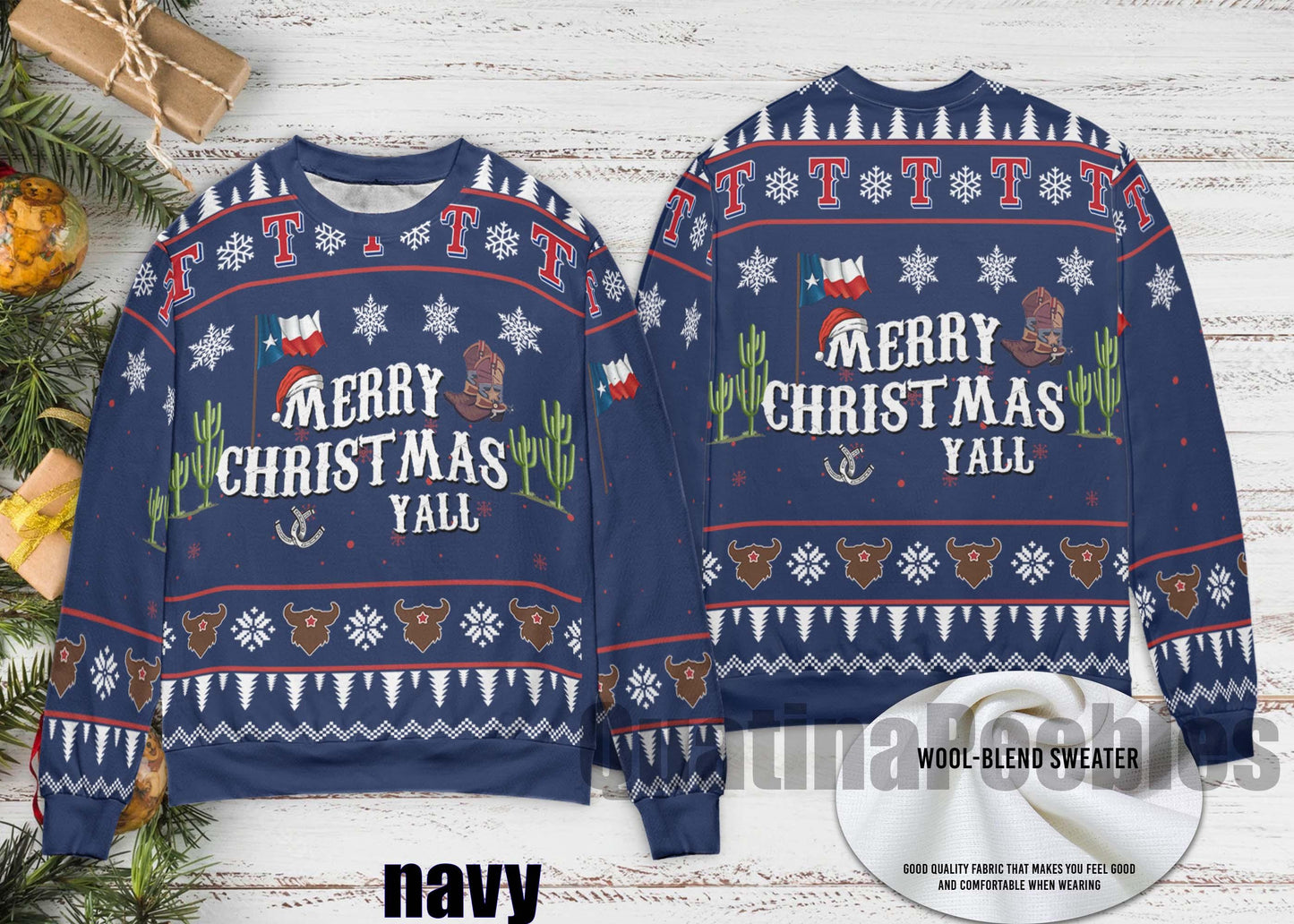 Merry Christmas Y'all Texas Ugly Christmas Sweater, Texas Christmas Ugly Sweater, Merry Christmas Y'all Ugly Christmas Sweater