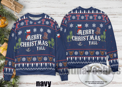 Merry Christmas Y'all Texas Ugly Christmas Sweater, Texas Christmas Ugly Sweater, Merry Christmas Y'all Ugly Christmas Sweater