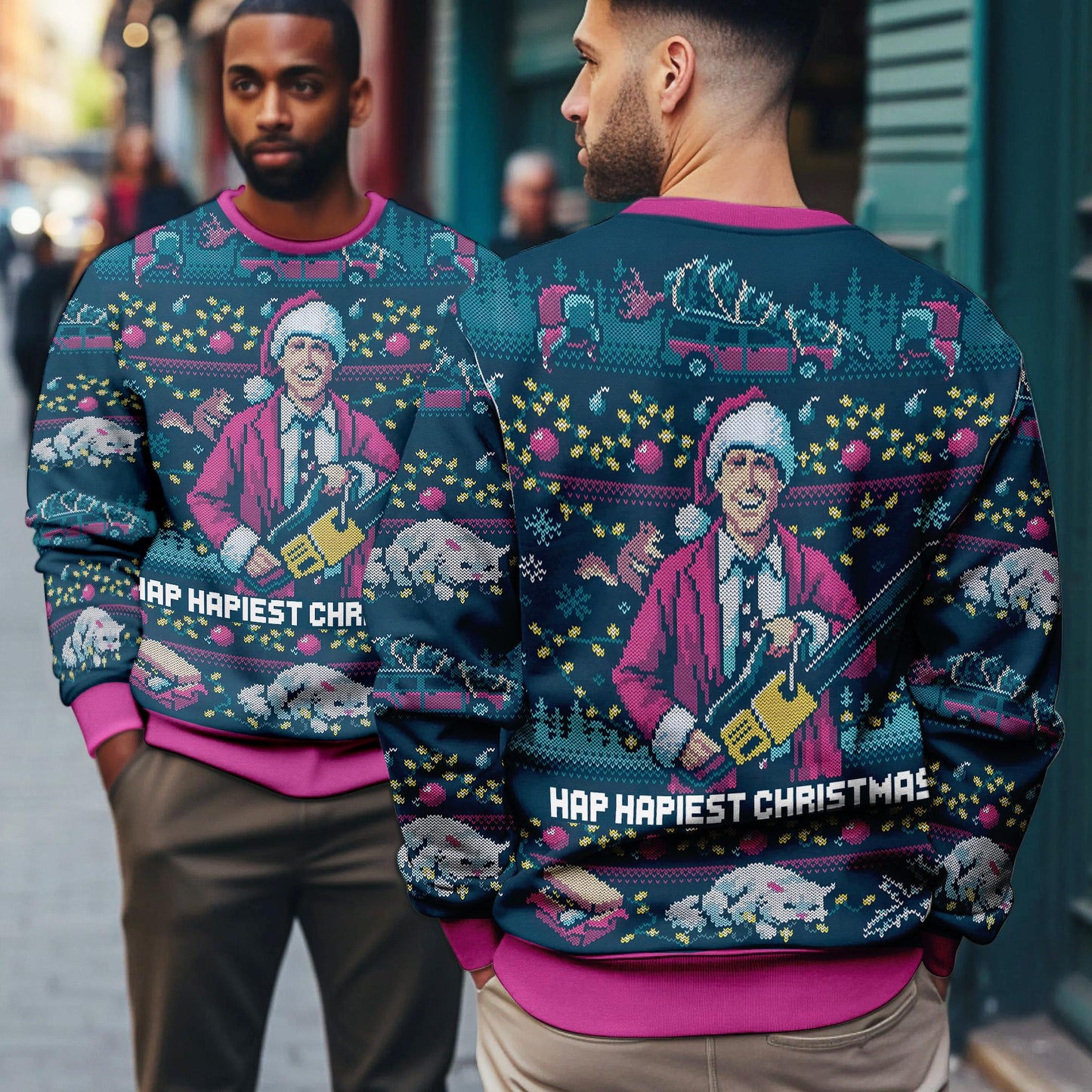 Hap, Hap, Happiest Christmas Ugly Sweater, National Lampoons Christmas Vacation Ugly Christmas Sweater,Griswold Christmas Party 2025 Sweater