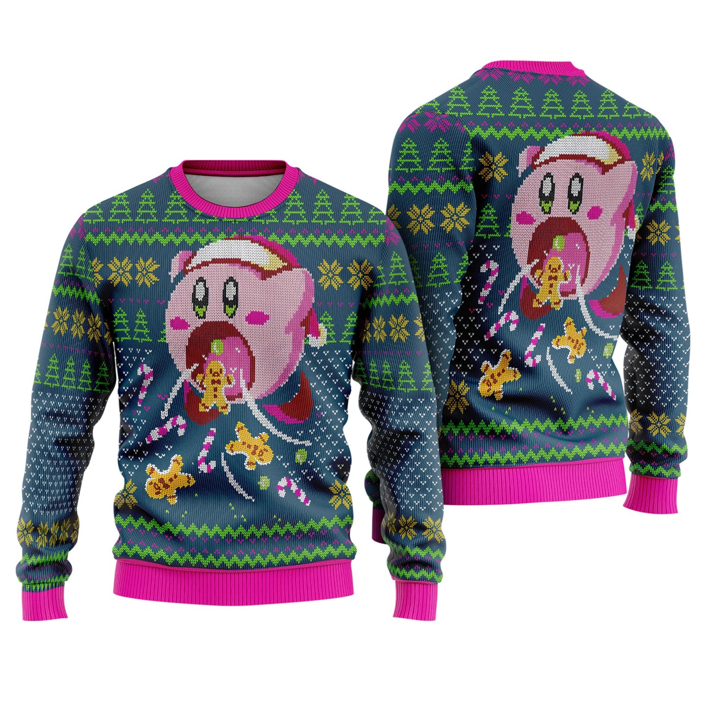 Kirby Ugly Christmas Sweater, Merry Christmas Kirby Ugly Sweater,Kirby Video Game,Christmas Party 2025,Gifts For Fan Pink Kirby Ugly Sweater