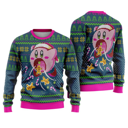Kirby Ugly Christmas Sweater, Merry Christmas Kirby Ugly Sweater,Kirby Video Game,Christmas Party 2025,Gifts For Fan Pink Kirby Ugly Sweater