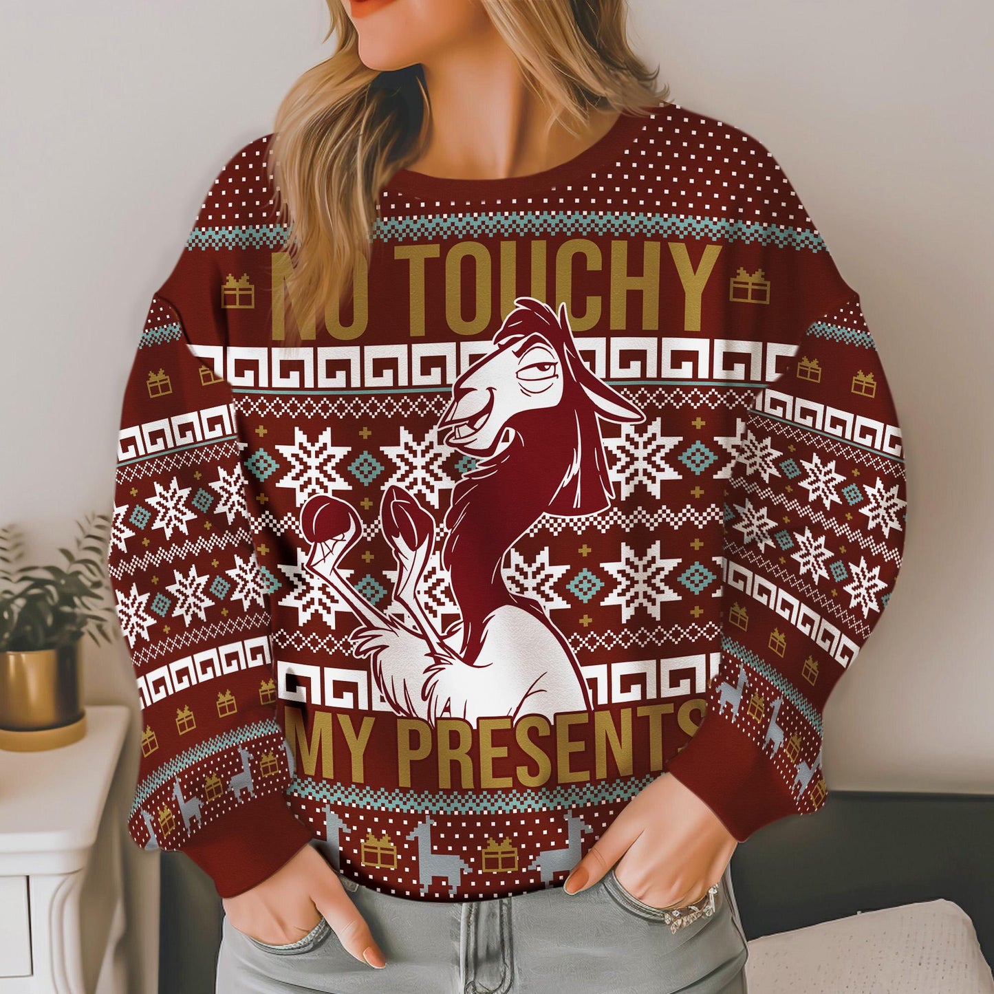 No Touchy My Presents The Emperor’s New Groove Ugly Sweater, Emperor's New Groove Ugly Christmas Tee, Christmas Party Gifts 2025 Sweatshirt