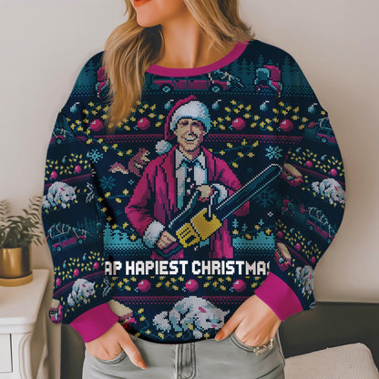 Hap, Hap, Happiest Christmas Ugly Sweater, National Lampoons Christmas Vacation Ugly Christmas Sweater,Griswold Christmas Party 2025 Sweater