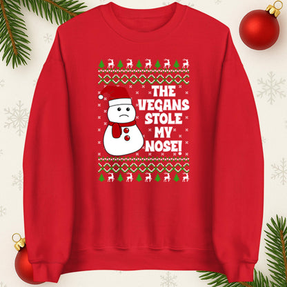 The Vegans Stole My Nose Christmas Funny Jumper, Xmas Funny Snowman Hoodie, Christmas T Shirt, Ugly Christmas jumper