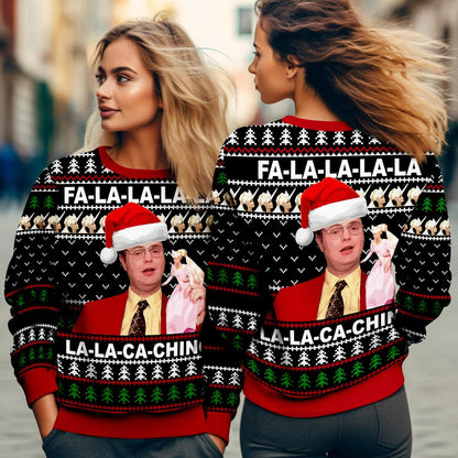 Dwight Schrute Santa Ugly Sweater, The Office Fa La La-Ca-Ching Christmas Ugly Sweater, The Office TV Show Sweatshirt, Funny Christmas Party