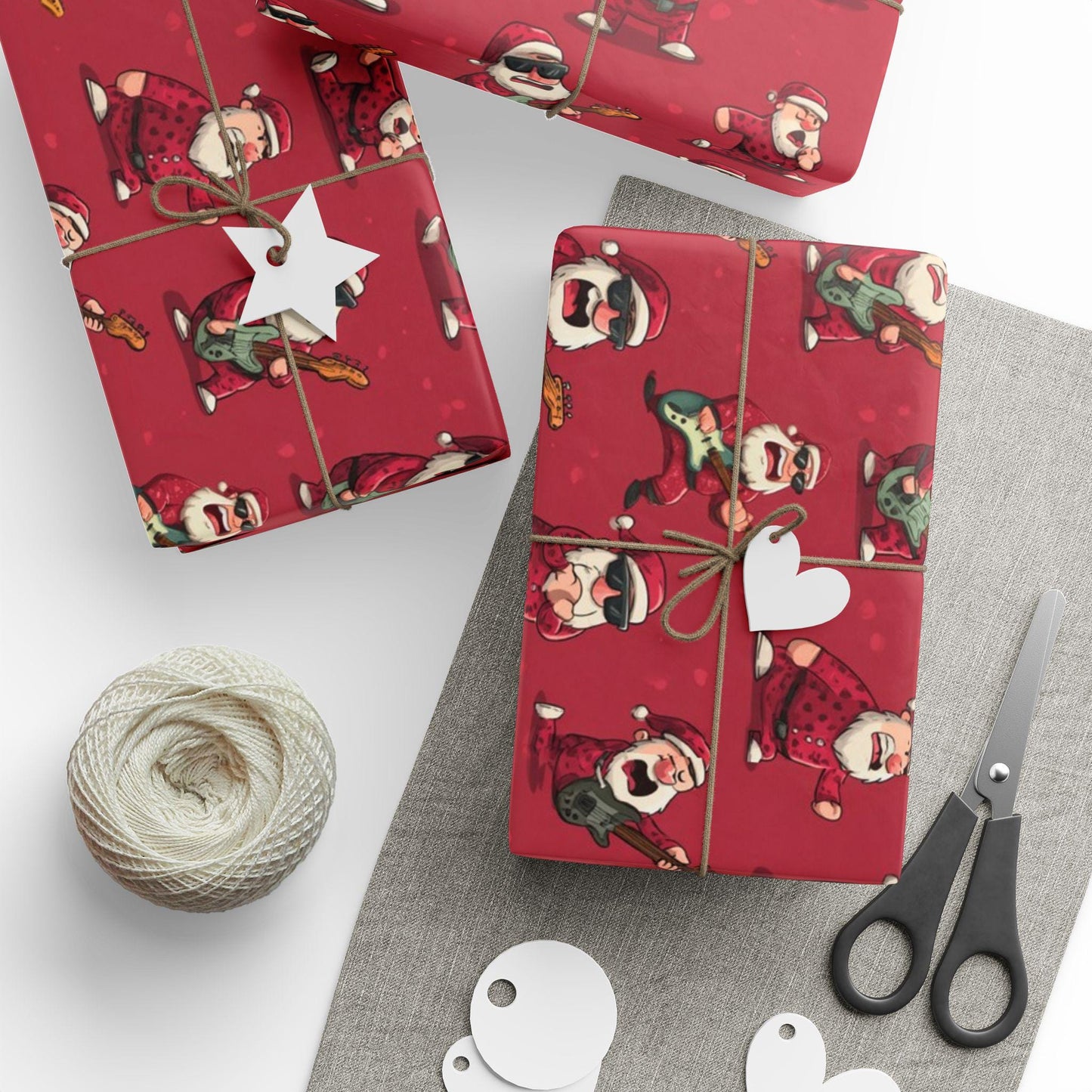 Funny Santa Playing a Guitar Wrapping Paper: Perfect Music gift wrap, Custom Wrapping Paper, Modern Christmas Paper, Gifting For Men