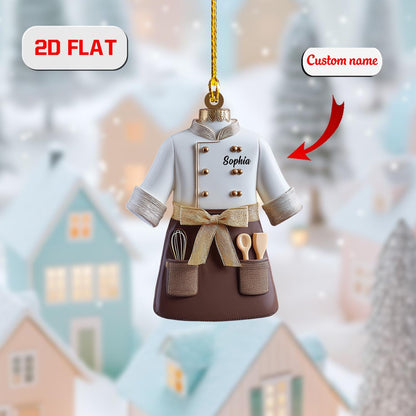 Chef Ornament, Personalized Christmas Tree Decoration, Custom Name Cooking Gift, Funny Kitchen Holiday Ornament For Bakers And Food Lovers