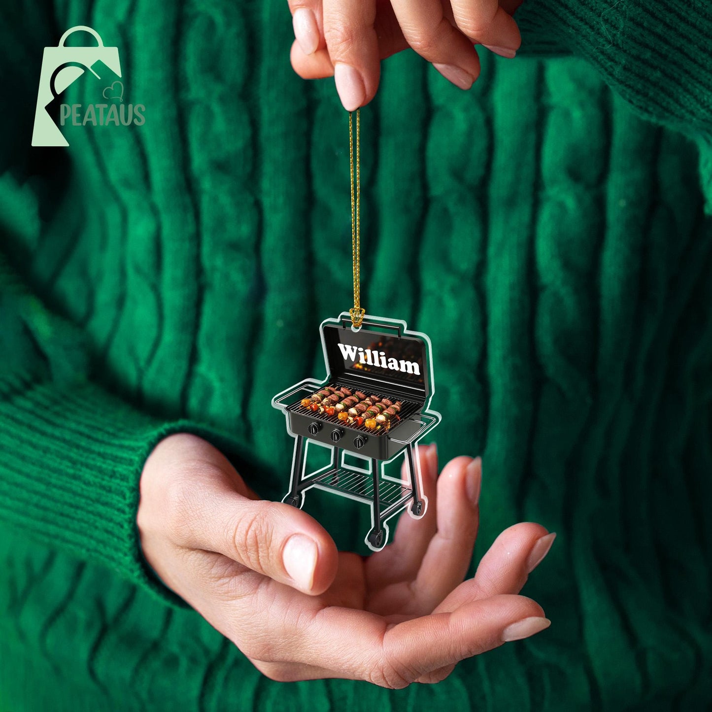 Personalized Grill Christmas Ornament, Grill Flat 2D Ornament, Barbeque BBQ Christmas Ornament, Gift for Griller,Dad Gift, Grill Master Gift