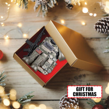 Custom Military Soldier Christmas Ornament – Tree Hanging Decor, Flat 2D Acrylic, Holiday Keepsake Gift for Army Veterans & Service Members