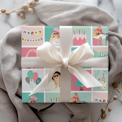 Taylor Birthday Gift Wrapping Paper: Fan Theme Bday Gift Wrap