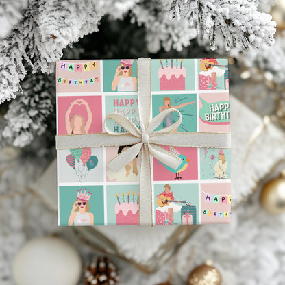 Taylor Birthday Gift Wrapping Paper: Fan Theme Bday Gift Wrap