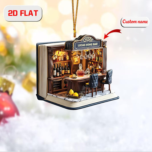 Custom Home Bar Ornament, Personalized Bartender Christmas Ornament, Bar Decoration Holiday Ornament, Unique Gift for Bar Owner,