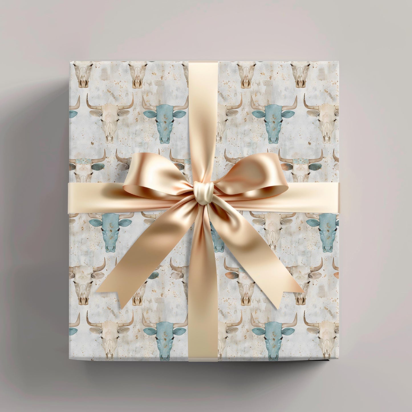 Western Skull Gift Wrap Papers - Vintage Western Print Wrapping Paper - Bull Skull Gift Paper