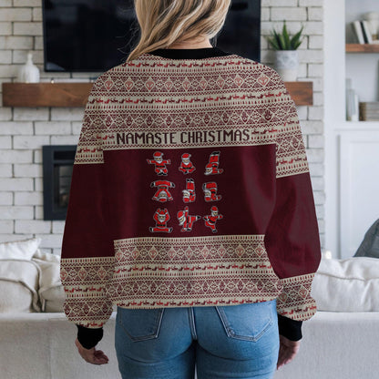 Namaste Christmas Ugly Sweater, Funny Yoga Santa Sweatshirt for Men Women, Holiday Meditation Xmas Jumper, Cozy Party Gift Sweater