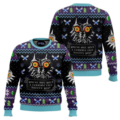 You Met With A Terrible Fate Majora’s Mask, Legend Of Zelda Ugly Christmas Sweater, Gamer Holiday Ugly Sweatshirt, Christmas Gift 2025