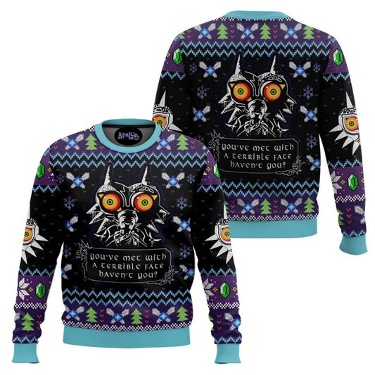 You Met With A Terrible Fate Majora’s Mask, Legend Of Zelda Ugly Christmas Sweater, Gamer Holiday Ugly Sweatshirt, Christmas Gift 2025