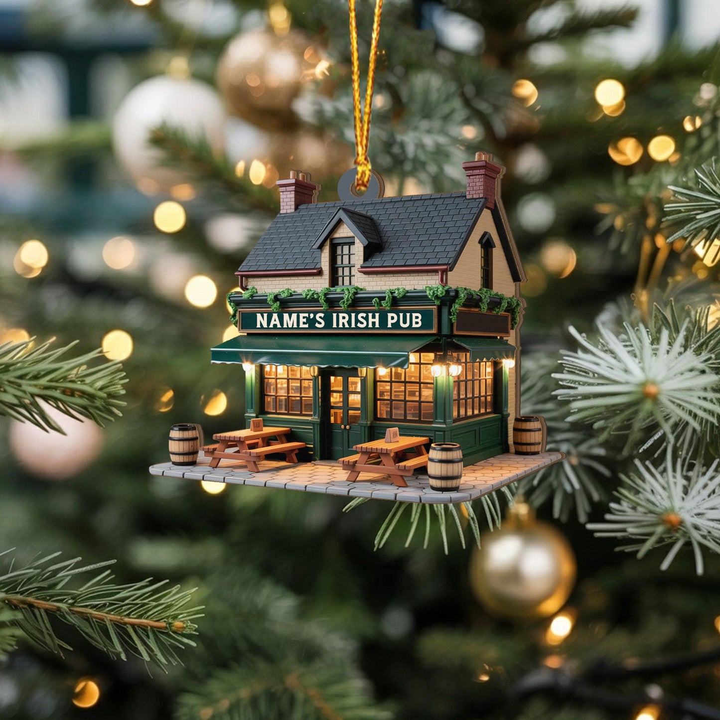 Personalized Irish Pub Ornament, Irish 2D Flat Ornament, Ireland Gifts Shamrock, Irish Christmas Keepsake 2025, Pub Decor Gift For Pub Lover