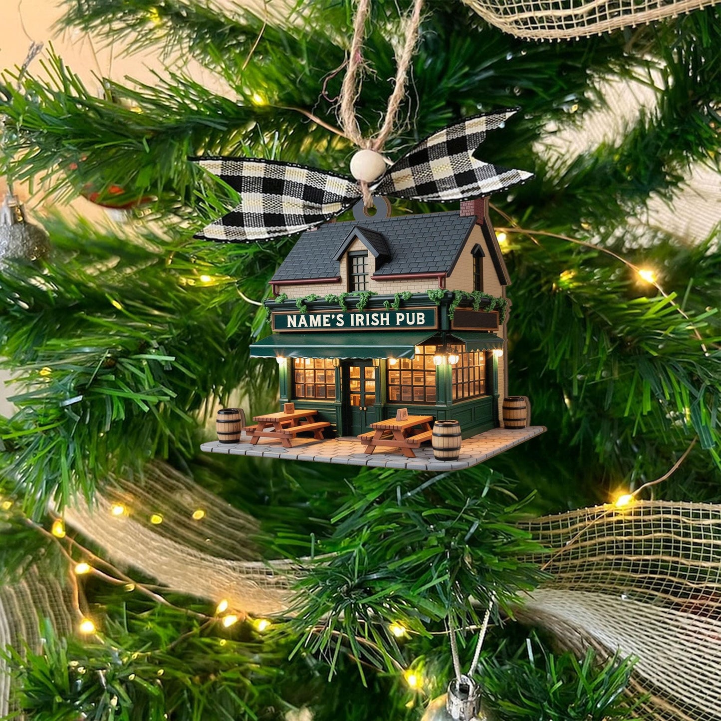 Personalized Irish Pub Ornament, Irish 2D Flat Ornament, Ireland Gifts Shamrock, Irish Christmas Keepsake 2025, Pub Decor Gift For Pub Lover