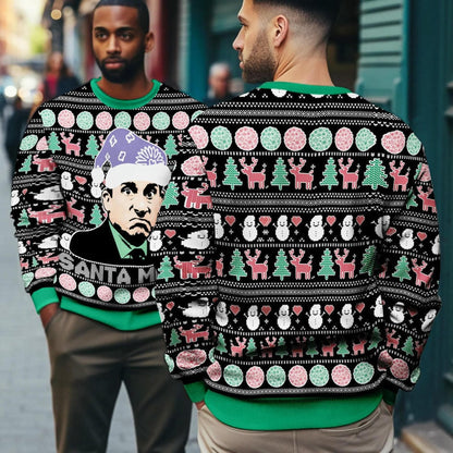 Santa Mike Michael Scott Ugly Christmas Sweater, The Office Inspired Sweatshirt, Funny Holiday Christmas Gift For Family, Xmas Holiday Party