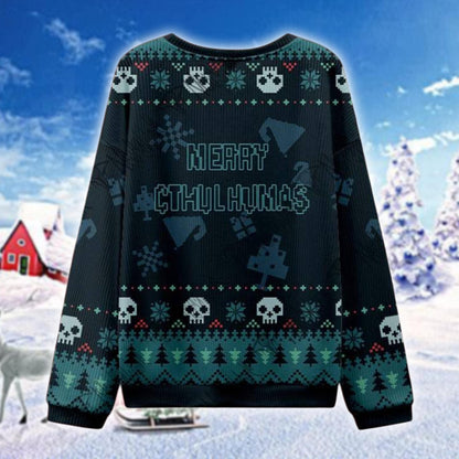 Cthulhu Ugly Christmas Sweater, Merry Cthulhumas Sweatshirt, Gothic Lovecraft Horror Xmas Jumper, Funny Holiday Gift for Him Her
