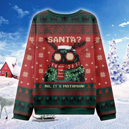 Funny Mothman Ugly Christmas Sweater, No It's Mothman Meme Shirt, Cryptid Holiday Jumper, Weird Xmas Gift for Him Her, All Over Print