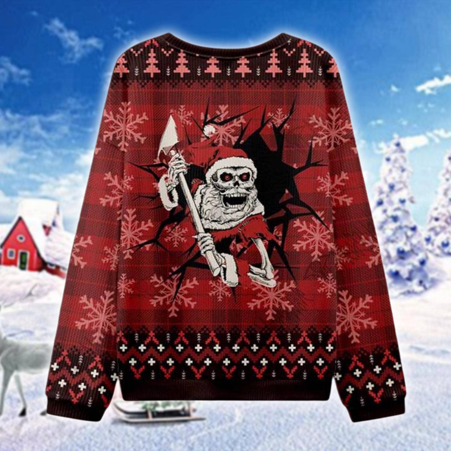 Here Santa Ugly Christmas Sweater, Horror Santa Claus Sweatshirt, Funny Skeleton Xmas Jumper, Scary Christmas Party Outfit, Gift for Him Her