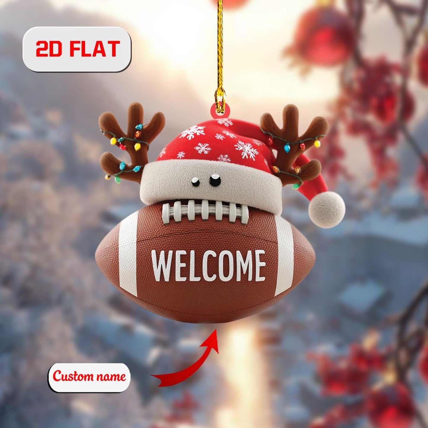 Personalized Football Christmas Ornament Acrylic, Custom Name Sports Lover Gift, Holiday Tree Decoration for Player, Coach & Football Fan