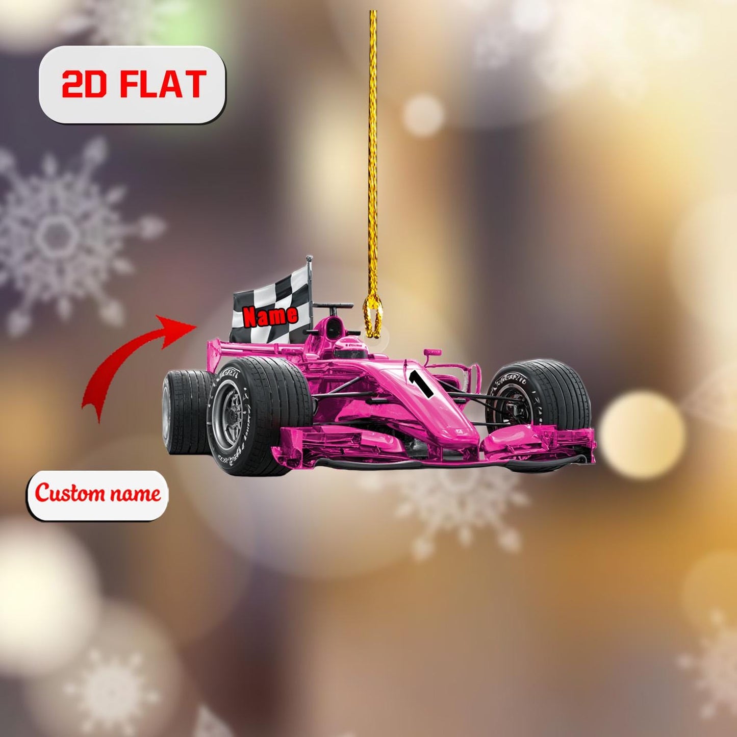 Personalized Race Car Christmas Ornament Acrylic, Custom Name Formula 1 Gift, Holiday Tree Decoration for Racer, Car Lover & Motorsport Fan